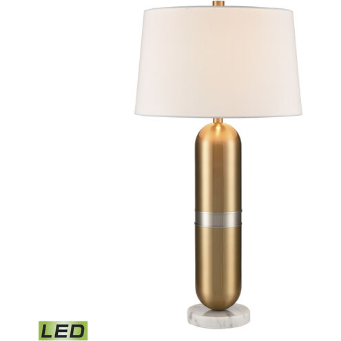 Pill 34 inch 9 watt Aged Brass with Satin Nickel and White Table Lamp Portable Light
