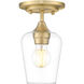 Joliet 1 Light 5.5 inch Burnished Brass Flush Mount Ceiling Light