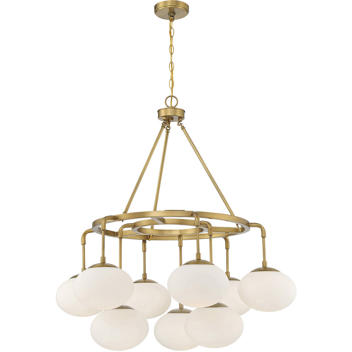 Modern 9 Light 34 inch Natural Brass Chandelier Ceiling Light