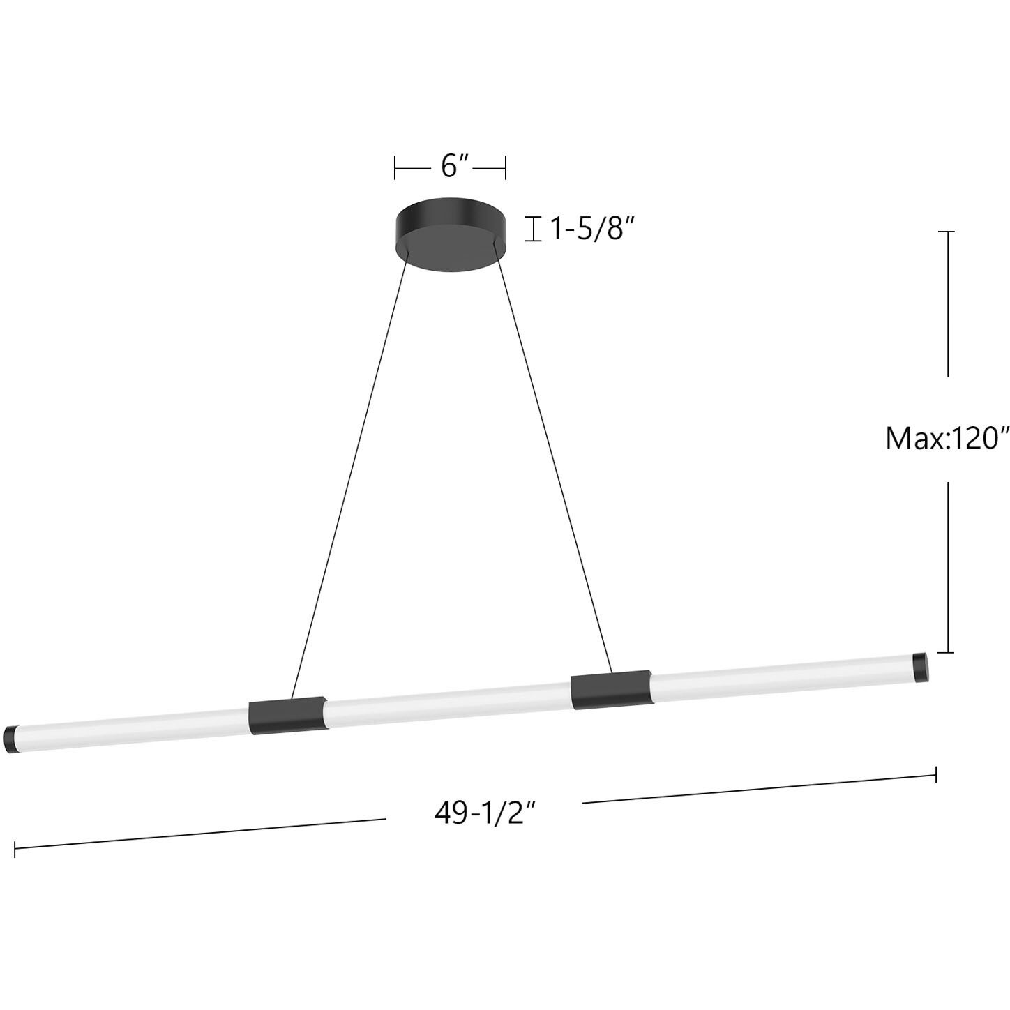 Akari LED 49.5 inch Black Linear Pendant Ceiling Light