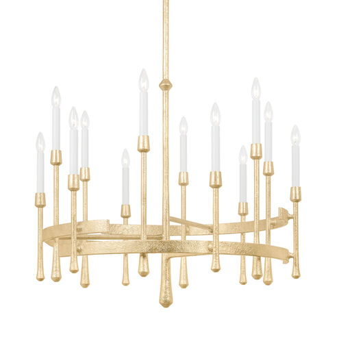 Hathaway 12 Light 32.25 inch Vintage Gold Leaf Chandelier Ceiling Light