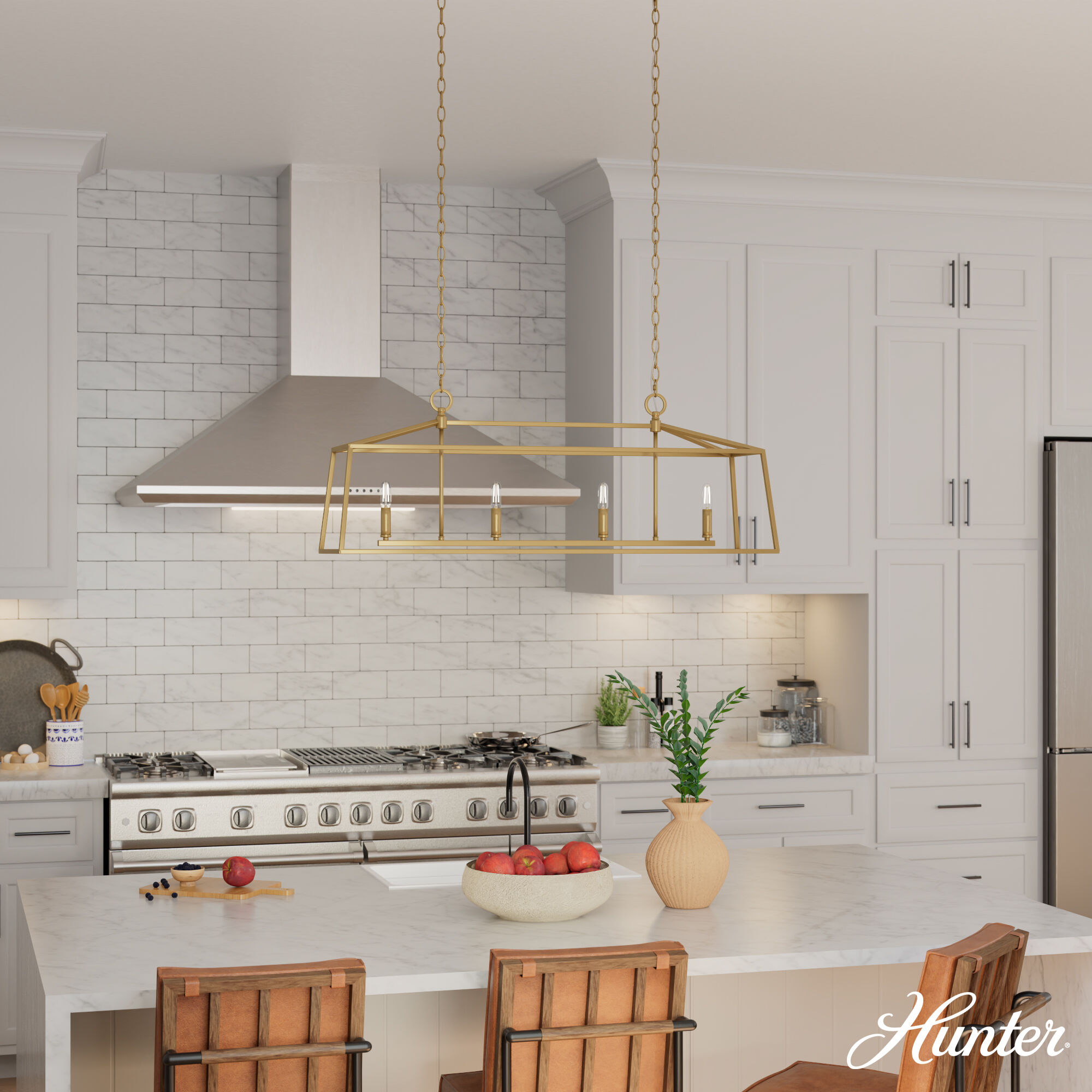 Fair Oaks 4 Light 40 inch Luxe Gold Linear Chandelier Ceiling Light, Medium