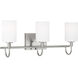 Oak Moore 3 Light 23.88 inch Brushed Nickel Bath Vanity Wall Light in Brushed Nickel Silver