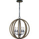 Sean Lavin Allier 4 Light 20.5 inch Weathered Oak Wood / Antique Forged Iron Pendant Ceiling Light