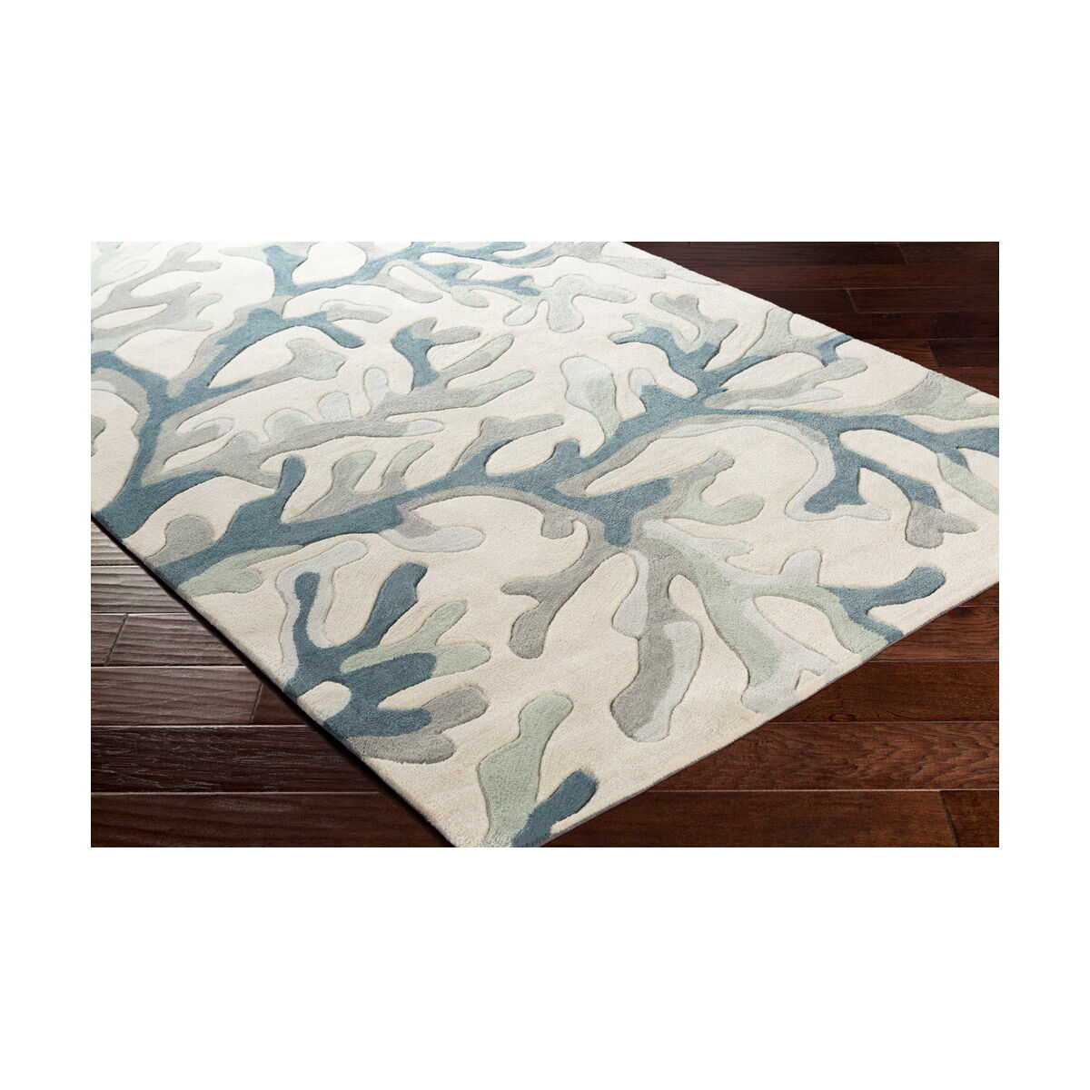 Cosmopolitan 96 X 30 inch Dark Blue/Medium Gray/Sea Foam/Light Gray/Ivory Rugs, Polyester