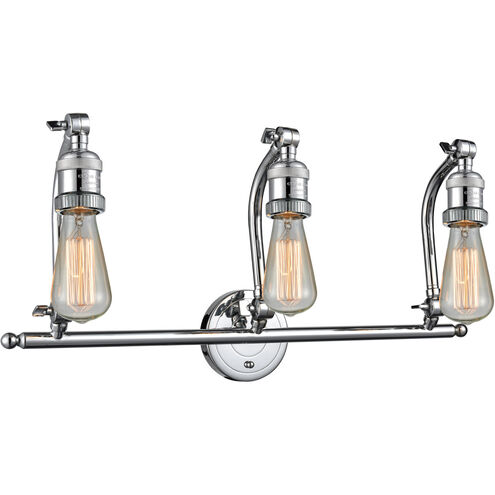 Franklin Restoration Bare Bulb 3 Light 26 inch Polished Chrome Bath Vanity Light Wall Light, Franklin Restoration