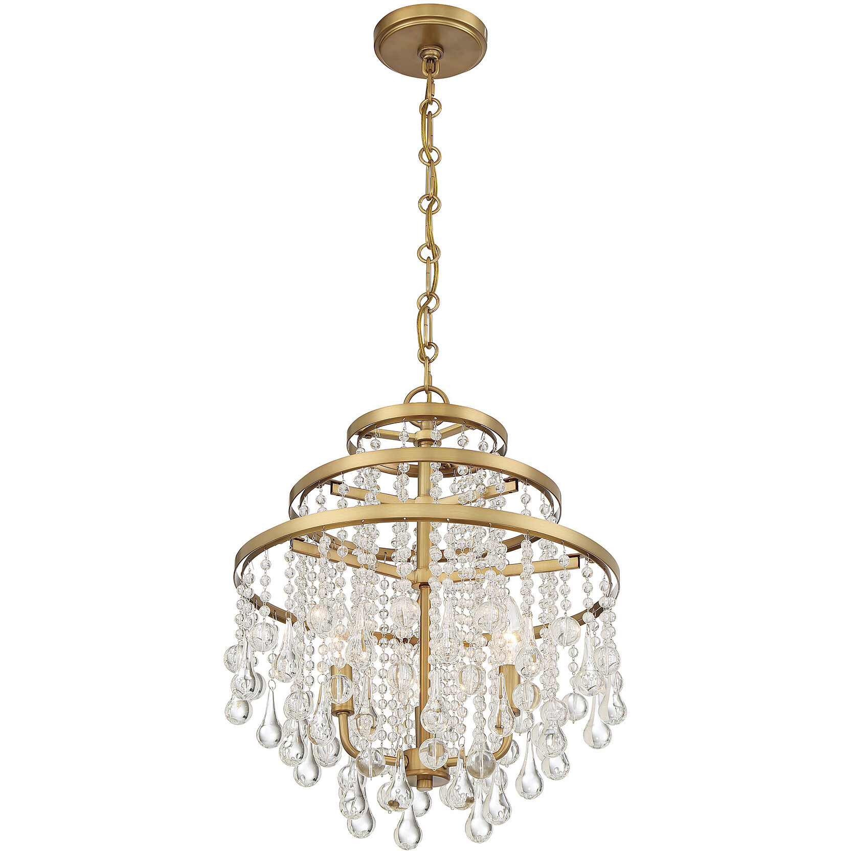 Luna 3 Light 16 inch Warm Brass Mini Chandelier Ceiling Light