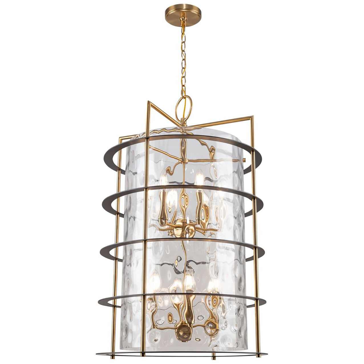 Burford LED 20.5 inch Brass and Black Chandelier Ceiling Light