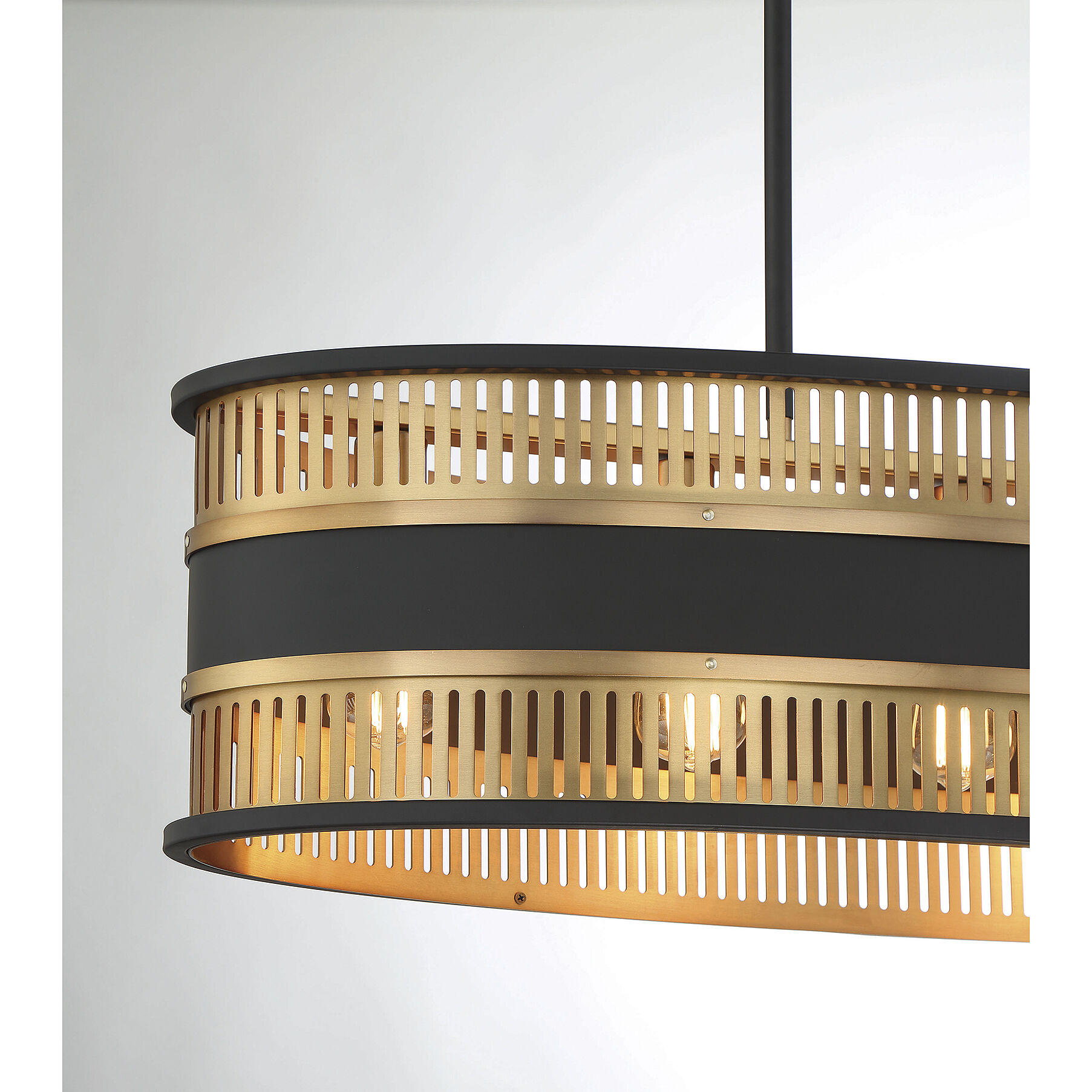 Eclipse 5 Light 36 inch Black with Warm Brass Accents Linear Chandelier Ceiling Light
