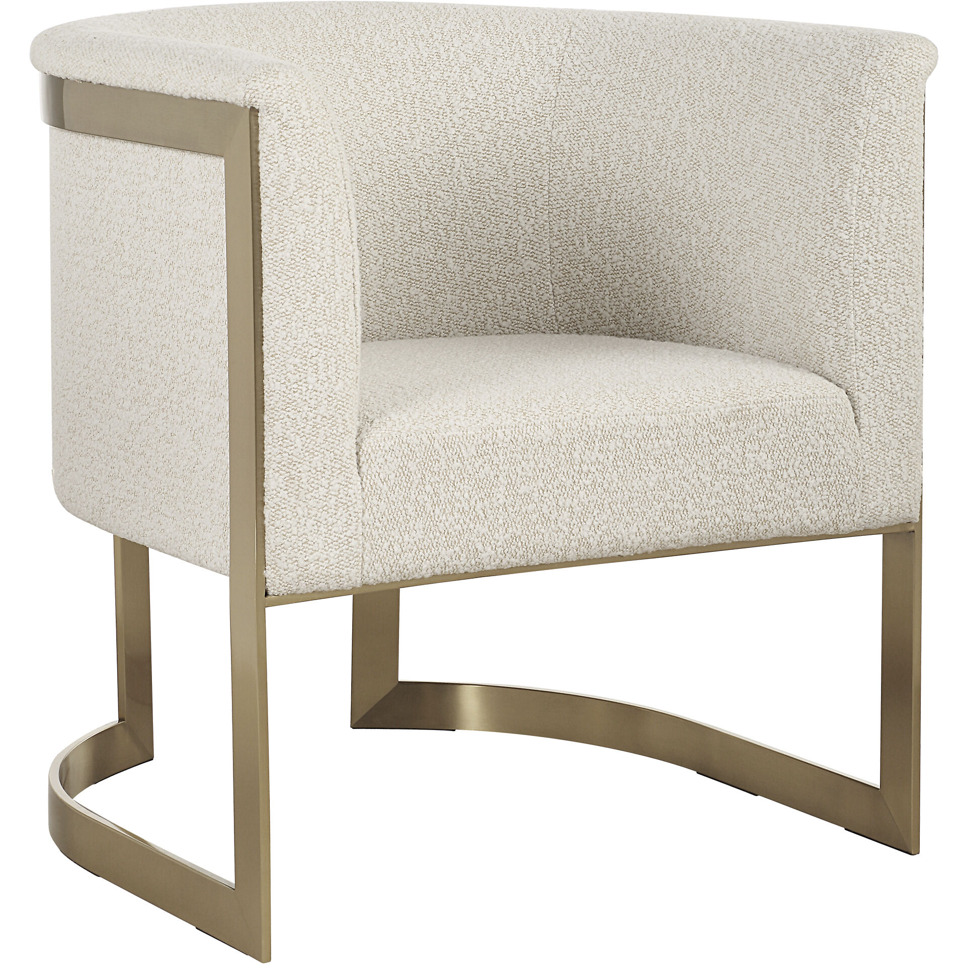 Bellina Brushed Gold and Driftwood Tan Boucle Barrel Chair