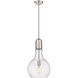 Amherst LED 11.75 inch Brushed Satin Nickel Mini Pendant Ceiling Light in Seedy Glass