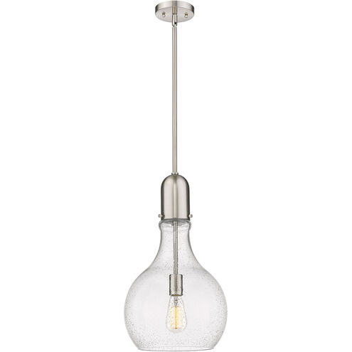 Amherst LED 11.75 inch Brushed Satin Nickel Mini Pendant Ceiling Light in Seedy Glass
