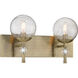 Populuxe 2 Light 18 inch Oxidized Aged Brass Bath Lamp Wall Light