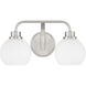 Contemporary 2 Light 16 inch Brushed Nickel Bathroom Vanity Light Wall Light