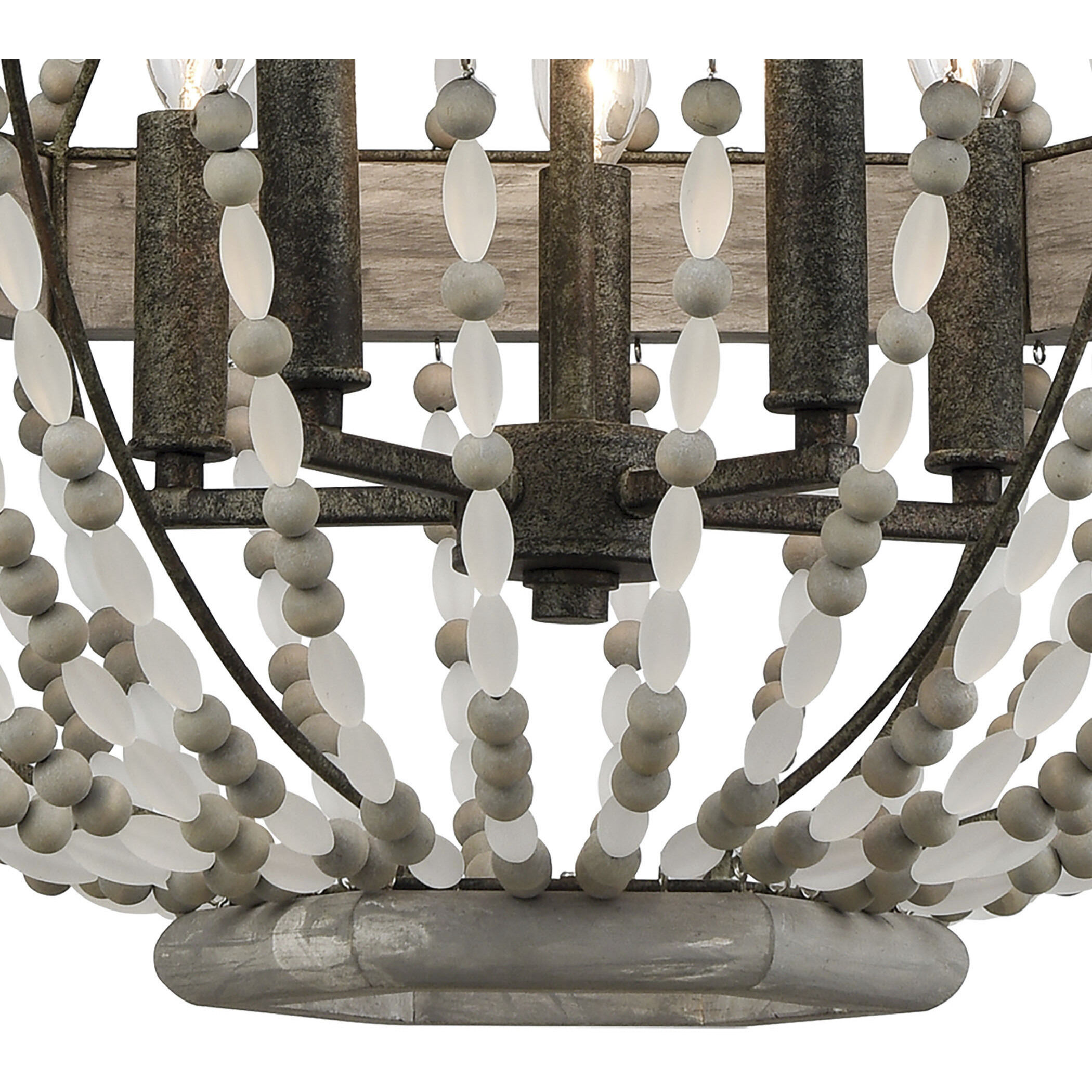 Summerton 5 Light 24 inch Graywash with White and Aged Black Chandelier Ceiling Light