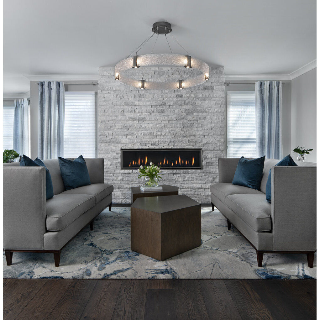 Parallel LED 32.7 inch Graphite Chandelier Ceiling Light in 3000K LED, Clear Rimelight, Ring