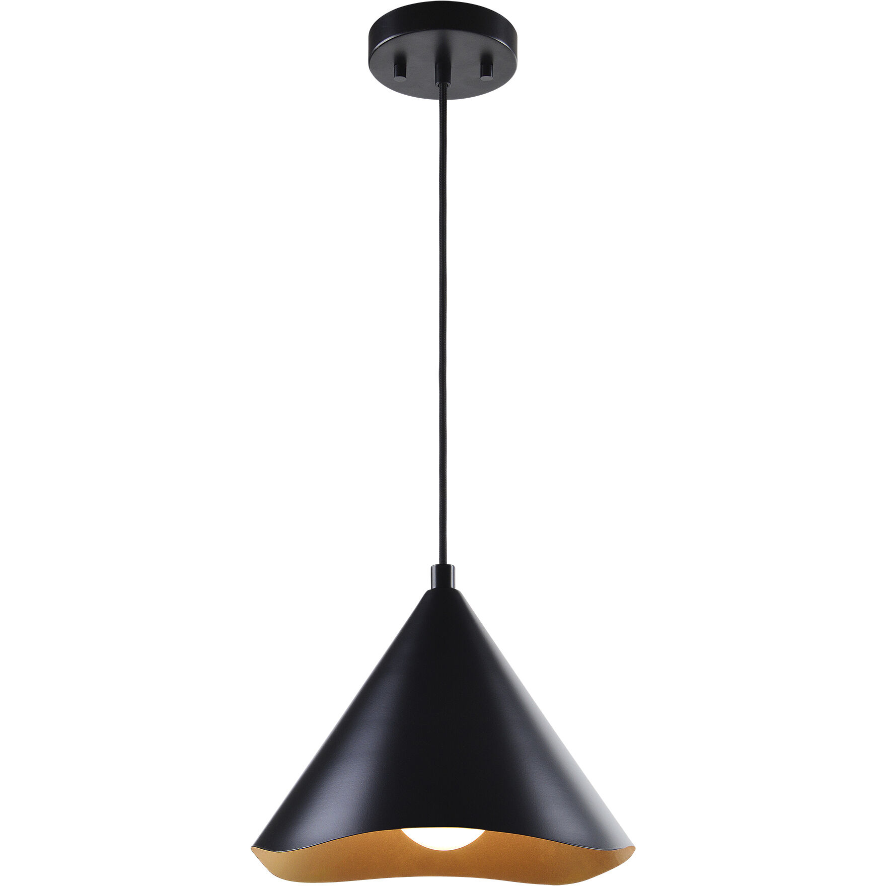 Cinder LED 12 inch Matte Black and Gold Pendant Ceiling Light