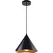 Cinder LED 12 inch Matte Black and Gold Pendant Ceiling Light