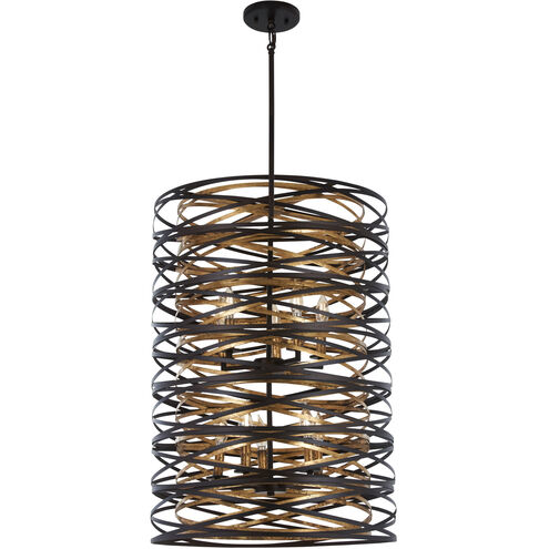 Vortic Flow 10 Light 21 inch Dark Bronze/Mosaic Gold Pendant Ceiling Light