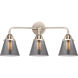 Nouveau 2 Small Cone LED 24 inch Polished Nickel Bath Vanity Light Wall Light in Plated Smoke Glass