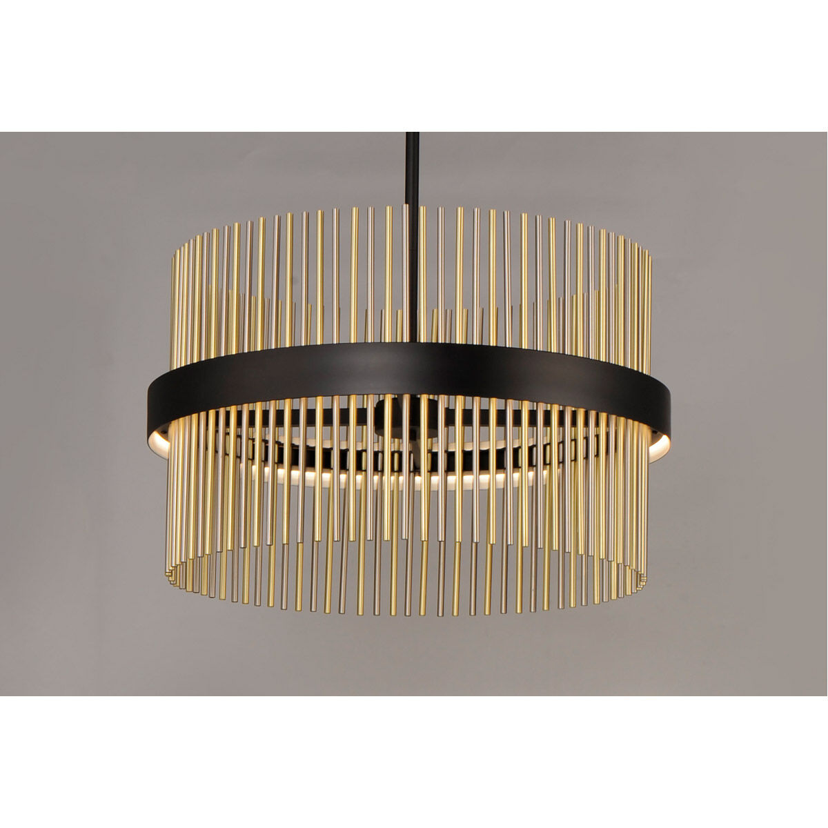 Chimes LED 23.75 inch Black and Satin Nickel and Satin Brass Single Pendant Ceiling Light in Black and Satin Brass and Satin Nickel