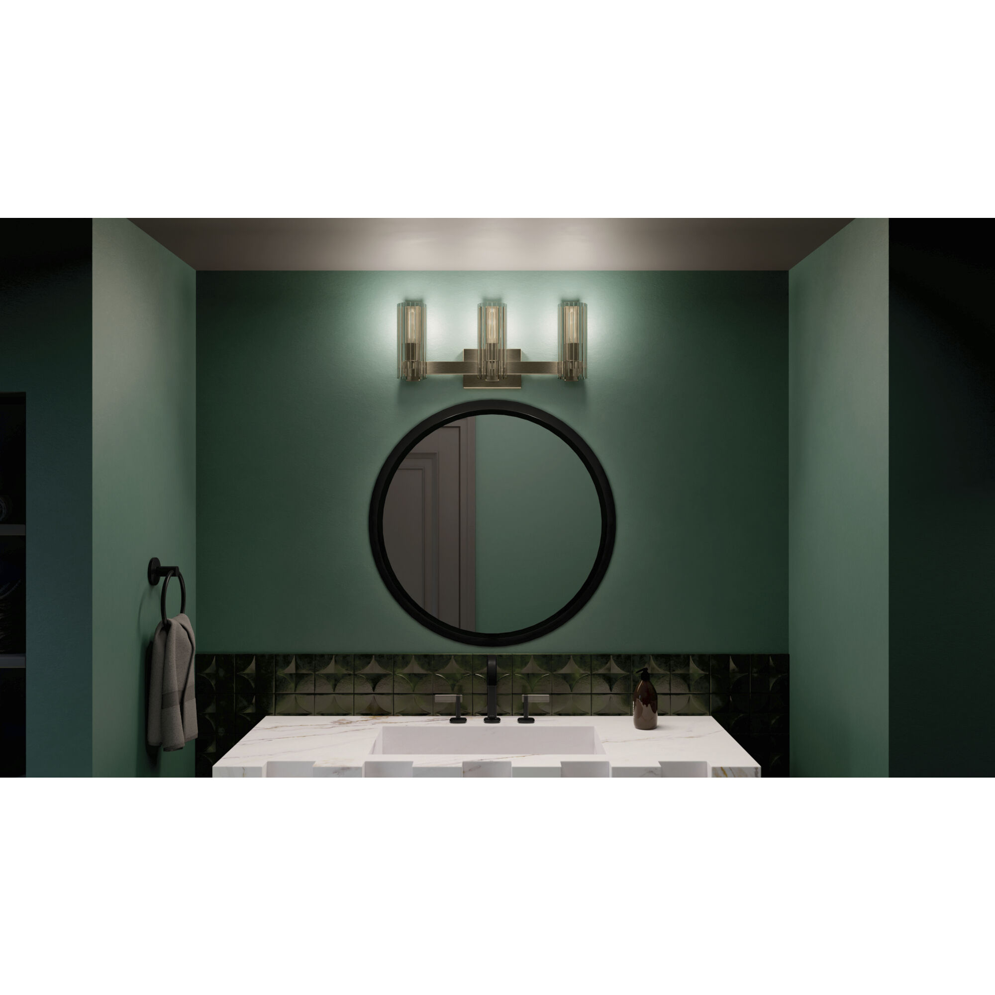 Jemsa 3 Light 22.75 inch Champagne Bronze Bath Bracket Wall Light, 3 Arm