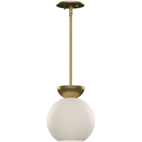 Arcadia 1 Light 7.88 inch Brushed Gold Pendant Ceiling Light in Opal Glass