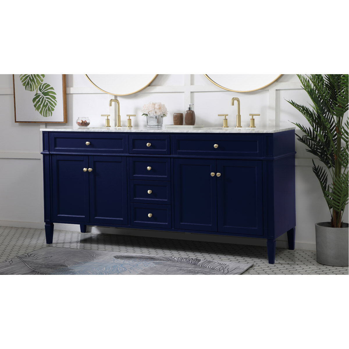 Park Avenue 72 X 21.5 X 35 inch Blue Vanity Sink Set