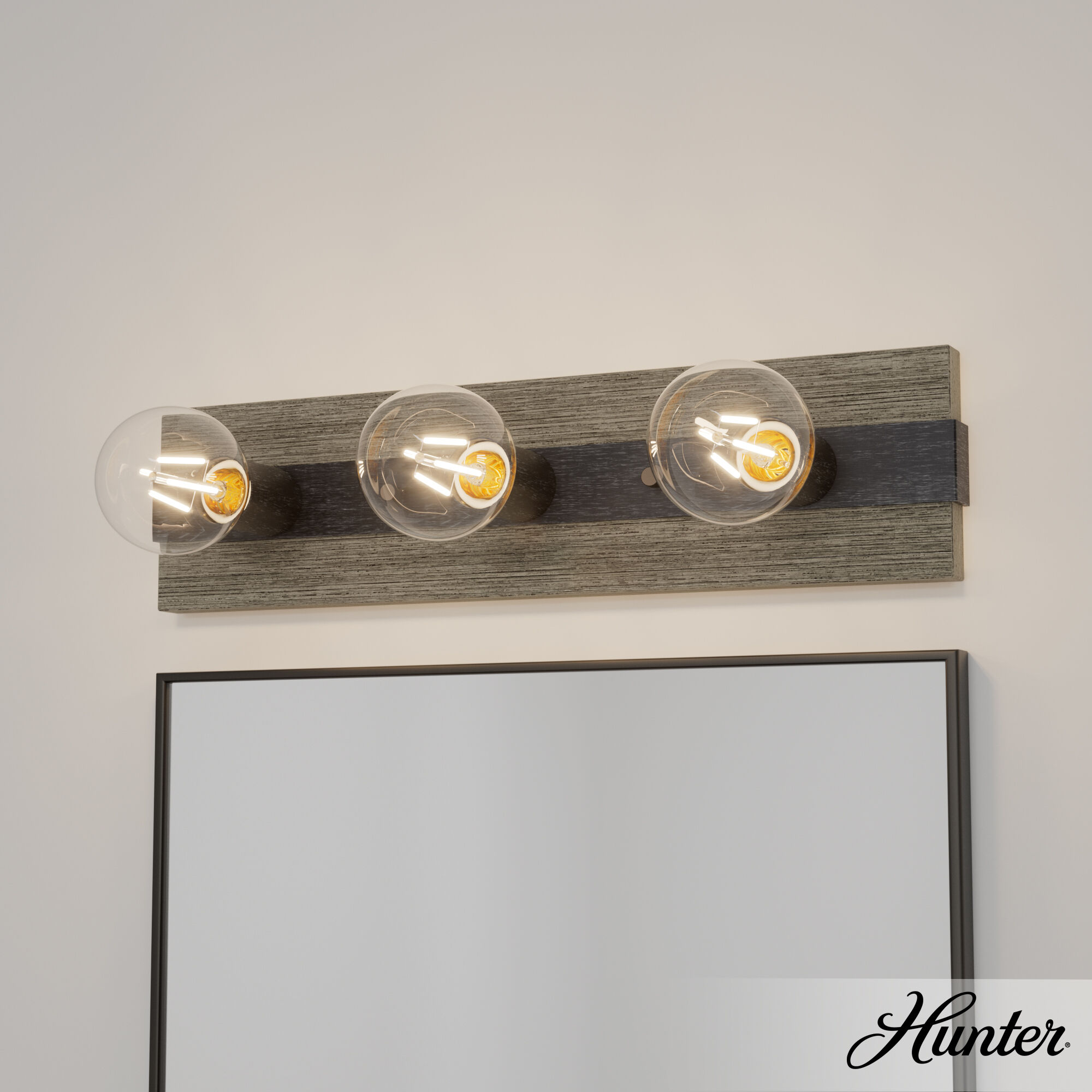 Donelson 3 Light 18.5 inch Brushed Iron and Barnwood Vanity Light Wall Light, Small