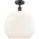 Ballston Athens 1 Light 14 inch Matte Black Semi-Flush Mount Ceiling Light in Matte White Glass