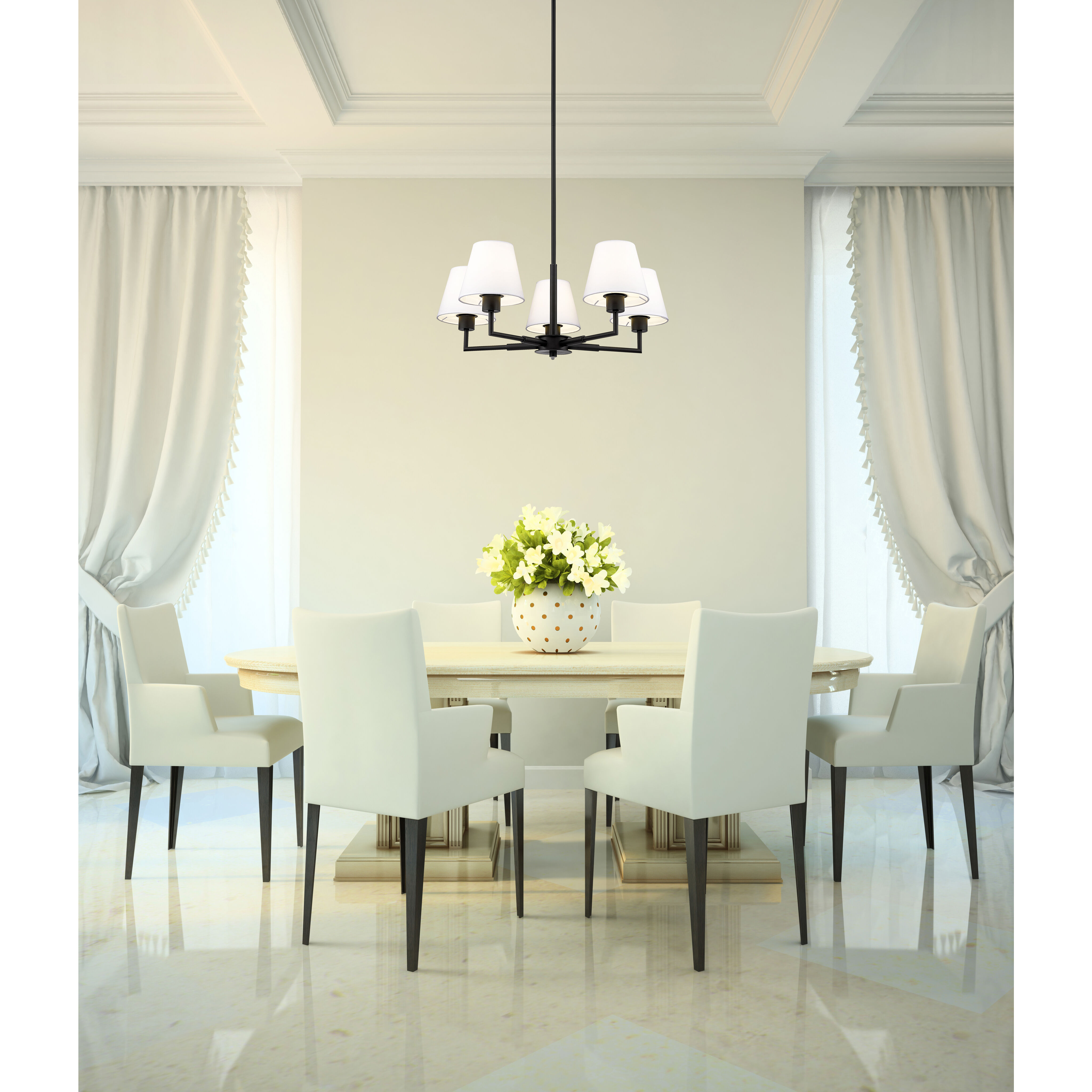 Leila 5 Light 26 inch Matte Black Chandelier Ceiling Light