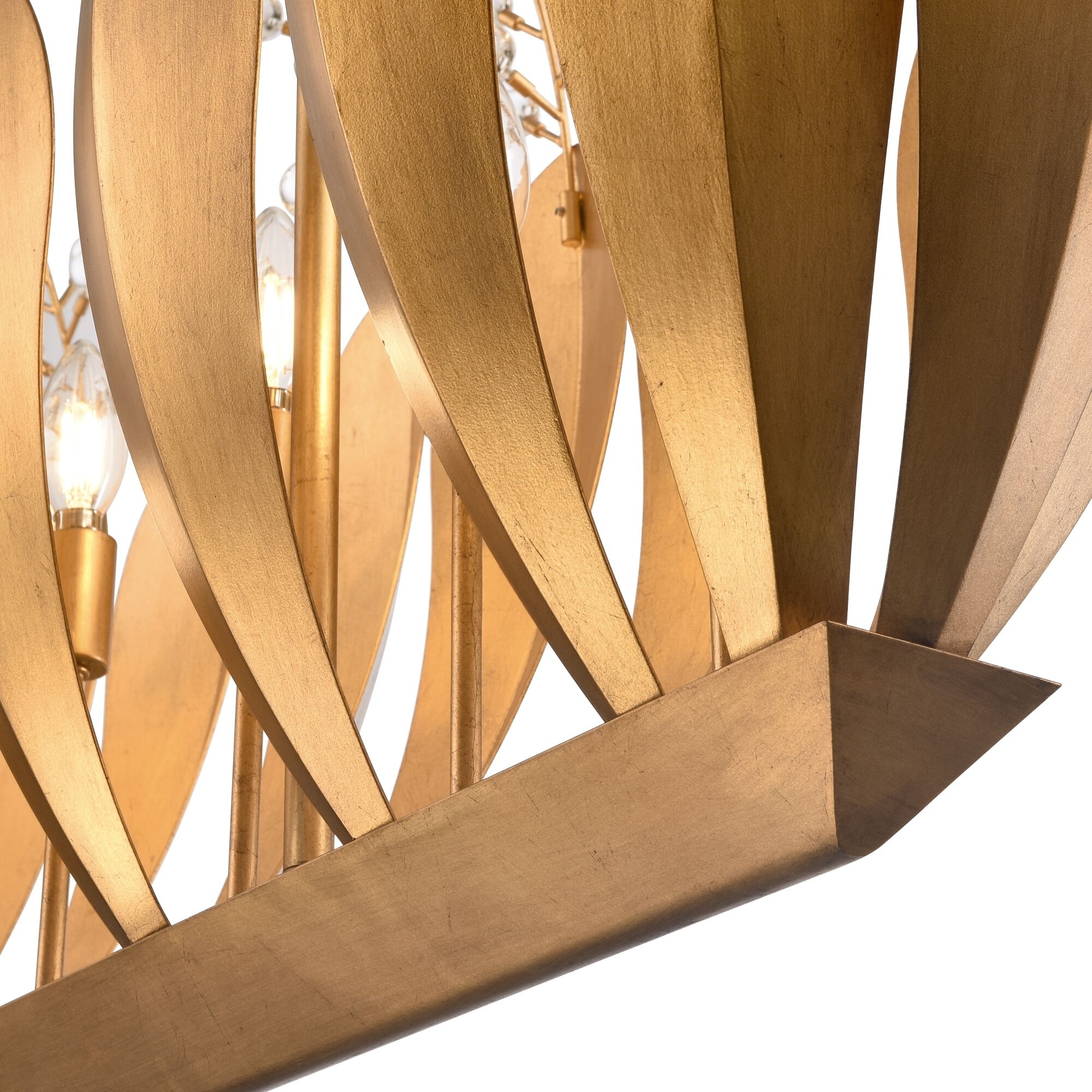 Callista 7 Light 47.5 inch Antique Gold Leaf Linear Chandelier Ceiling Light