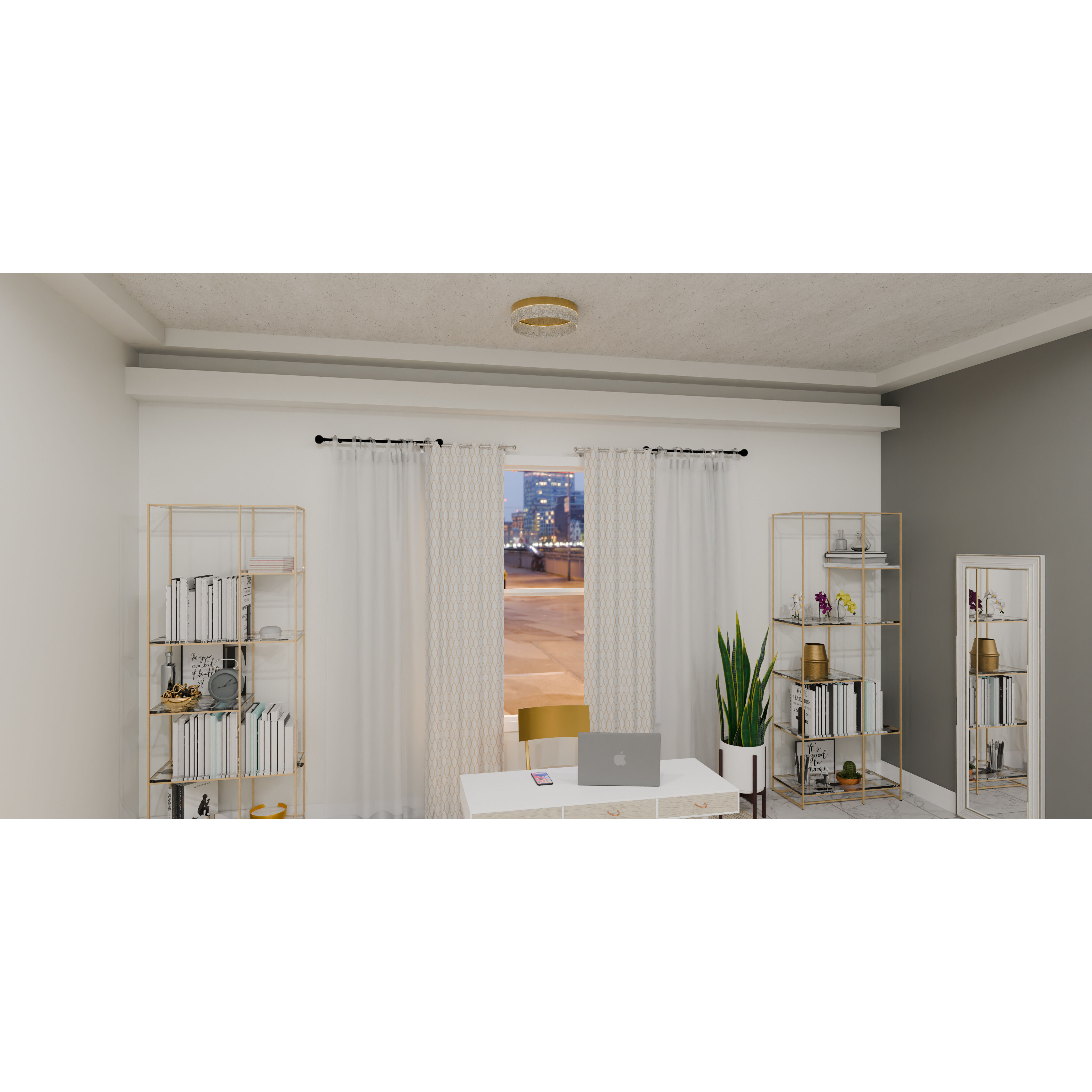 Vistaria LED 13.75 inch Brushed Gold Flush Mount Ceiling Light, Medium
