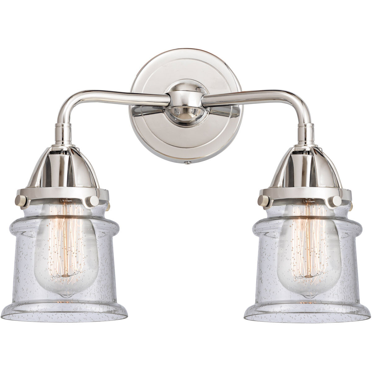 Nouveau 2 Small Canton LED 13.25 inch Polished Chrome Bath Vanity Light Wall Light in Seedy Glass