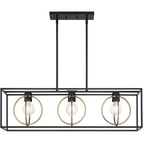 Kew Gardens 3 Light 36 inch Matte Black Island Light Ceiling Light