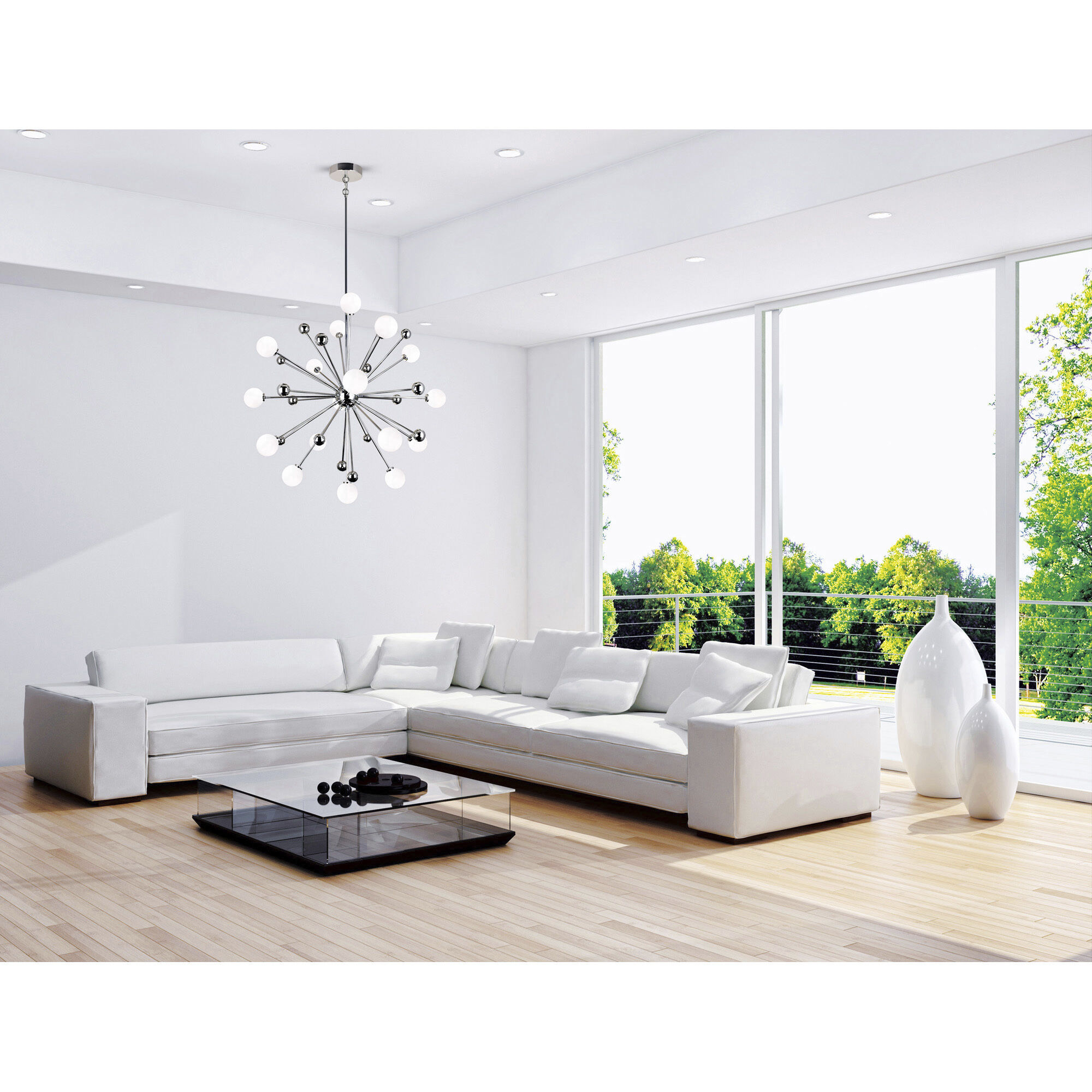 Element LED 39 inch Polished Nickel Chandelier Ceiling Light