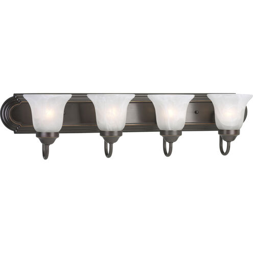 Builder Bath 4 Light 30 inch Antique Bronze Bath Vanity Wall Light in Bulbs Included, Fluorescent