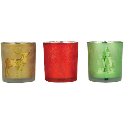 Festival Champagne with Green and Red Holiday Candleholder, Votive