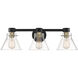 Willow Creek 3 Light 25 inch Matte Black Bath Bar Wall Light