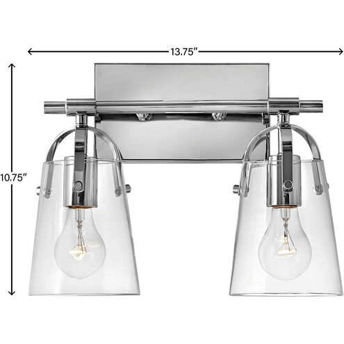 Foster 2 Light 13.75 inch Chrome Vanity Light Wall Light in Clear