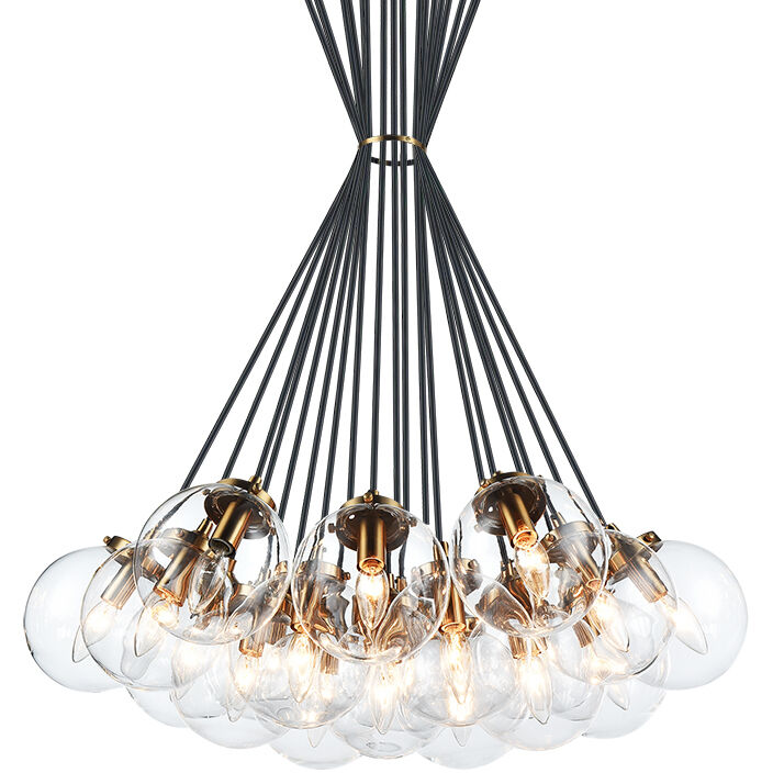The Bougie 19 Light 29.5 inch Aged Gold Brass Chandelier Ceiling Light in Aged Gold Brass and Clear