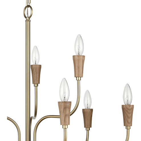Inga 9 Light 29 inch Brass with Natural Chandelier Ceiling Light