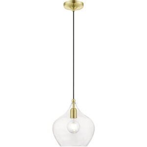 Aldrich 1 Light 10 inch Satin Brass with Polished Brass Accent Pendant Ceiling Light