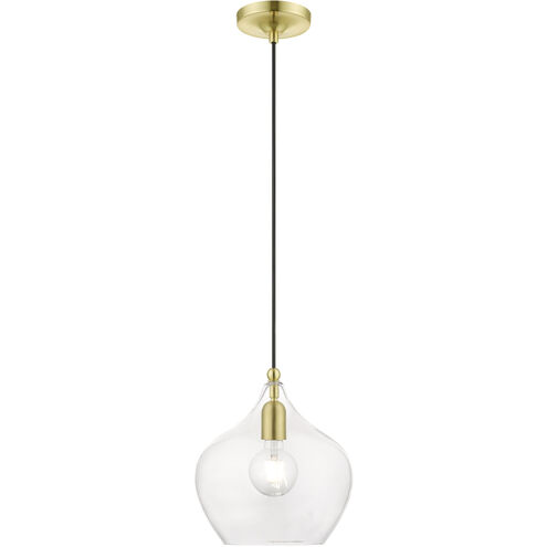 Aldrich 1 Light 10 inch Satin Brass with Polished Brass Accent Pendant Ceiling Light