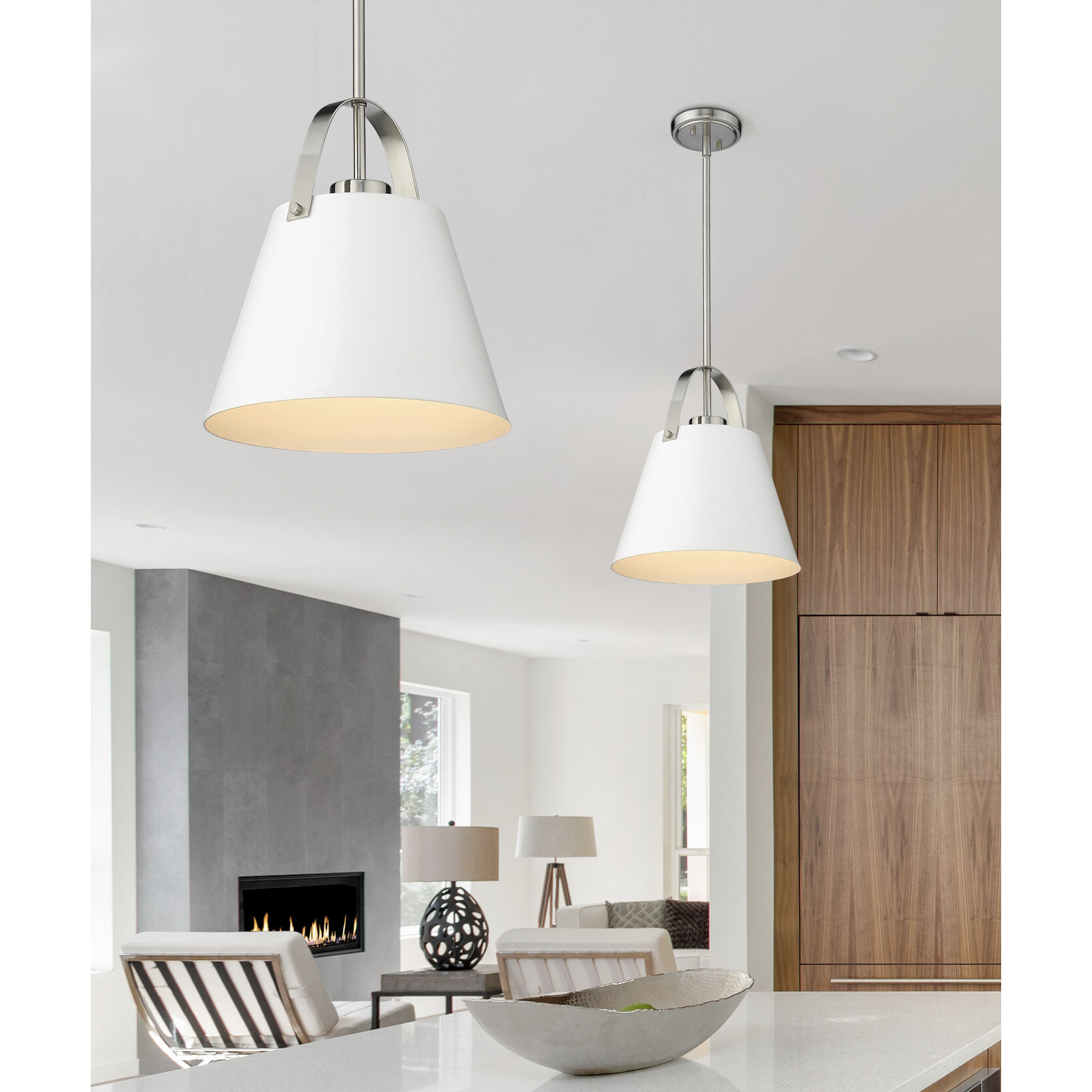 Z-Studio 1 Light 12.5 inch Matte White and Brushed Nickel Pendant Ceiling Light