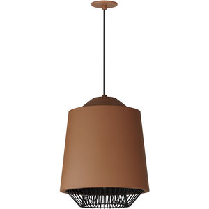 Phoenix LED 15.75 inch Brick/Black Single Pendant Ceiling Light in Brick and Black