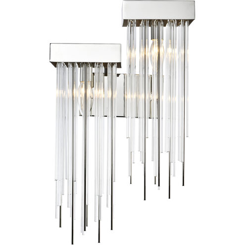 Waterfall 2 Light 11.75 inch Polished Nickel Wall Sconce Wall Light