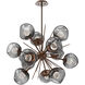 Luna LED Burnished Bronze Multi-Pendant Ceiling Light in 3000K LED, Floret Inner - Smoke Outer