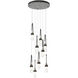 Link 9 Light 20.5 inch Black Pendant Ceiling Light in Clear with White Threading, Round