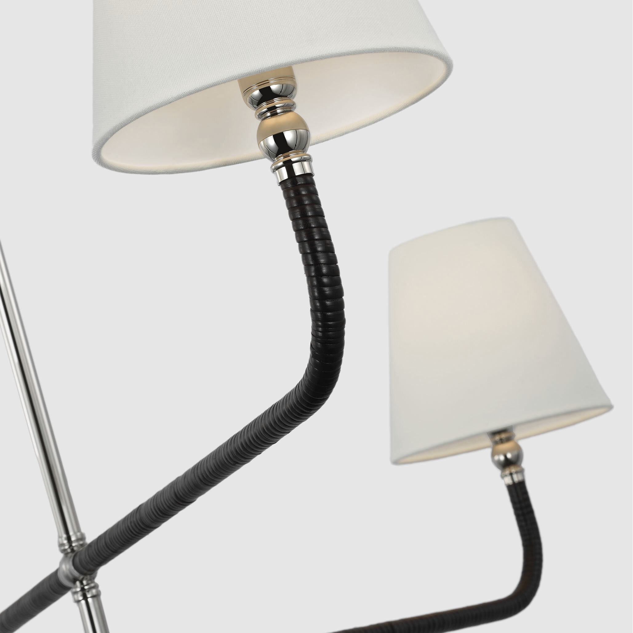 Chapman & Myers Basden LED 46 inch Polished Nickel and Black Rattan Three Tier Chandelier Ceiling Light, Extra Large